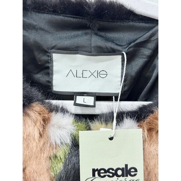 Alexis Patchwork Kotto Lined Plush Faux Fur Jacket Multicolor Women's Size Large - Picture 4 of 5